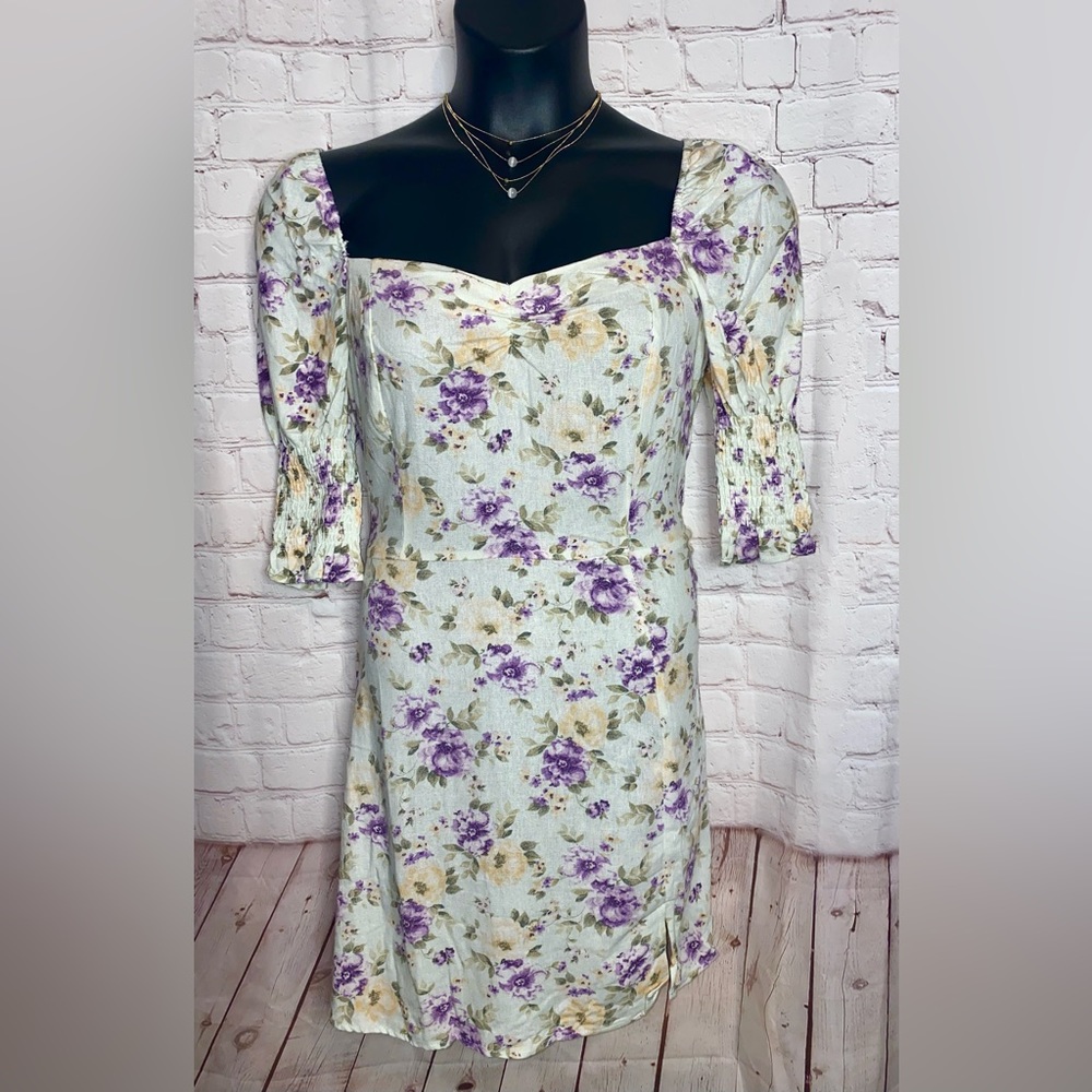 Front Slit Floral Mini Dress